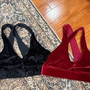 Fabletics Velvet Bralette Duo - Black and Red